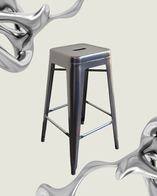 Bangku tinggi besi industrial untuk bar & café, kuat, ringan, dan stackable