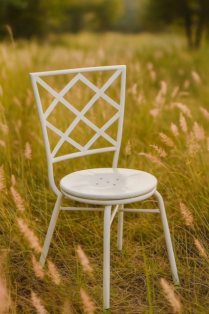 Strong and sturdy lattice metal iron cafe chairs with backrest for cafes and restaurants