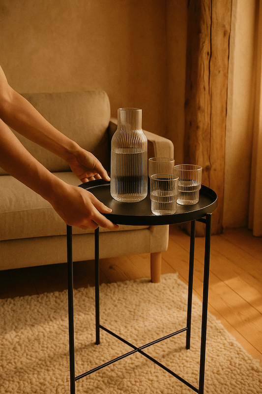 Tray meja besi industrial kuat dan stylish untuk ruang tamu, kamar tidur, atau café bergaya modern.